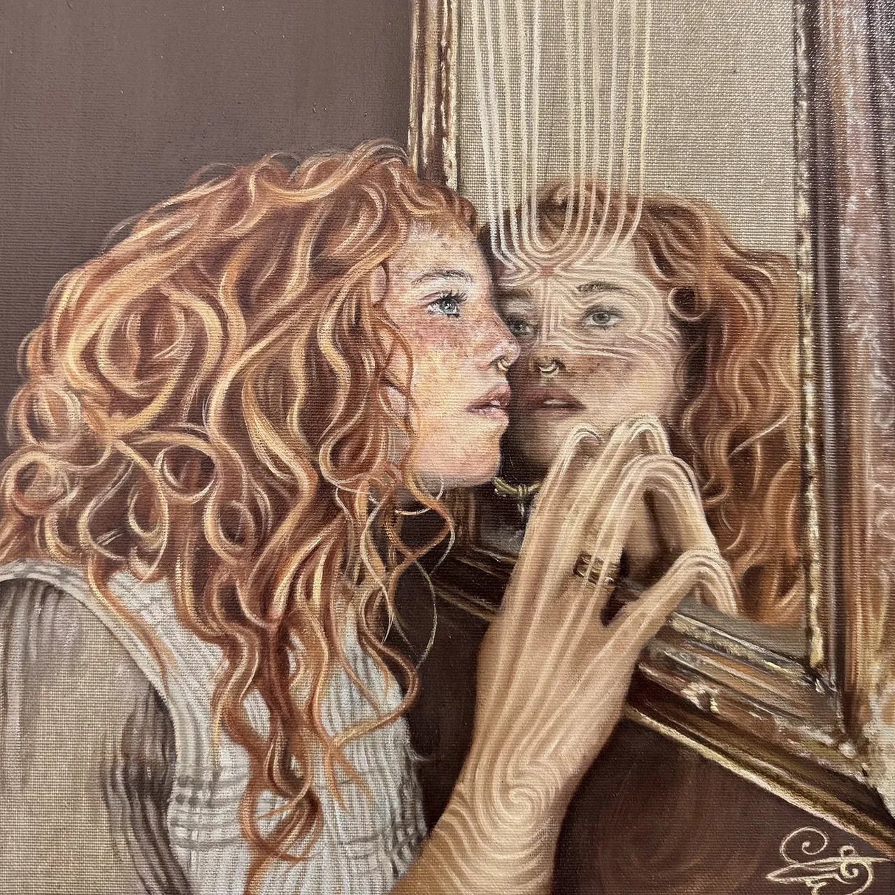 Photo d'une partie du tableau intitulé Au-delà du reflet